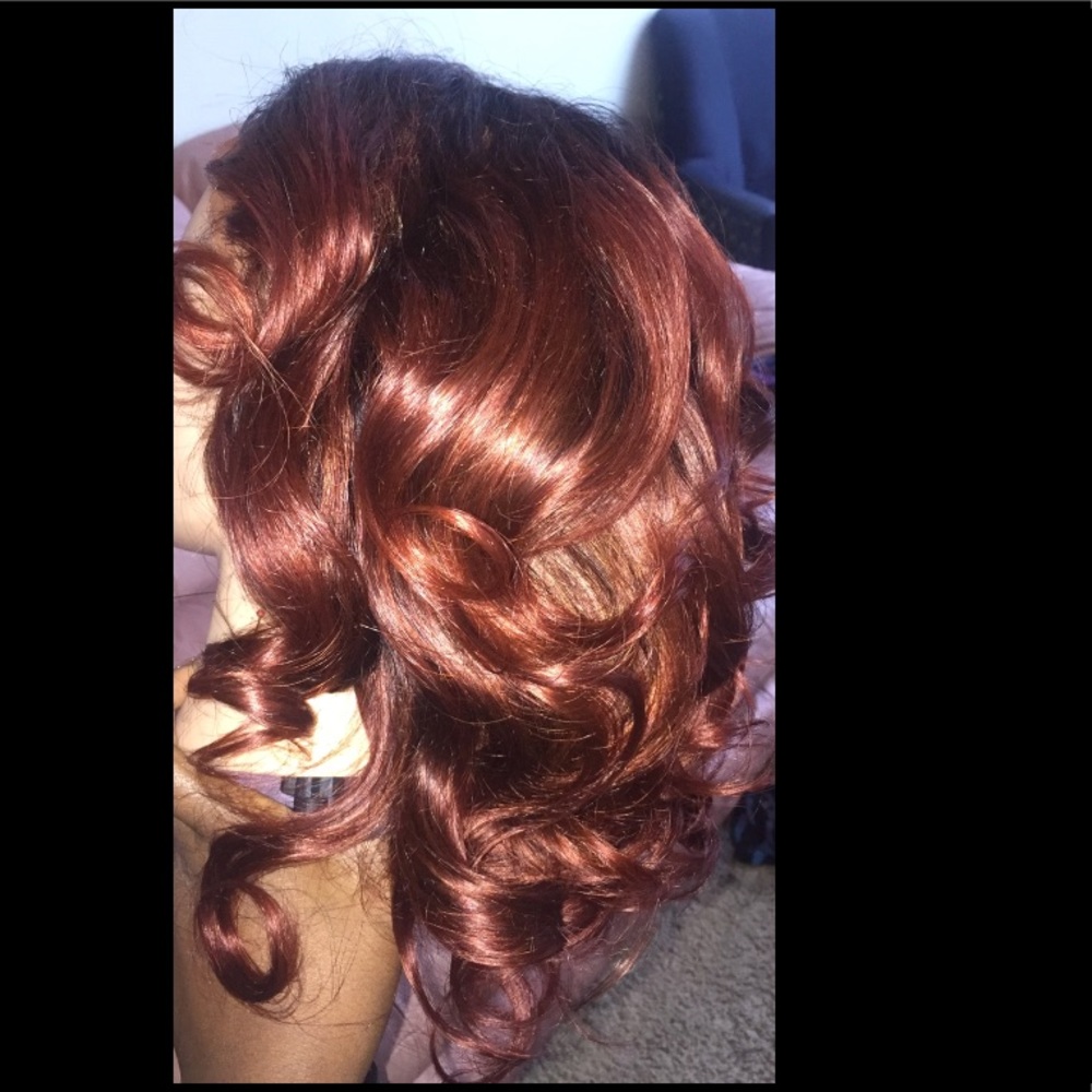 Bright auburn/copper frontal wig
